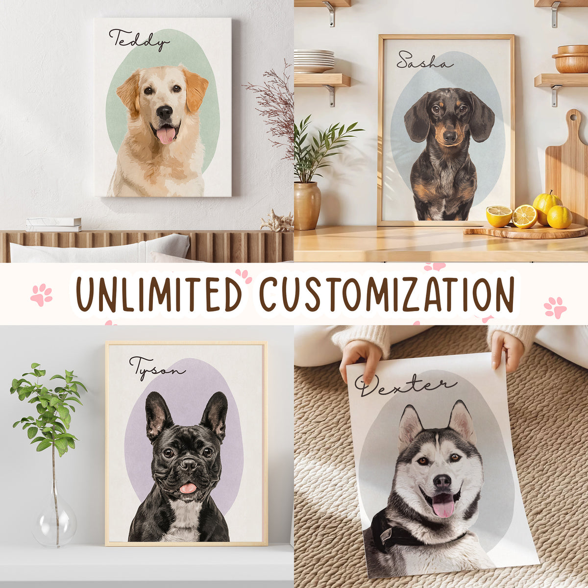Personalized Minimalist Dog Portrait Canvas from Photo - Custom Modern Pet Portrait - Gift for Dog Lovers