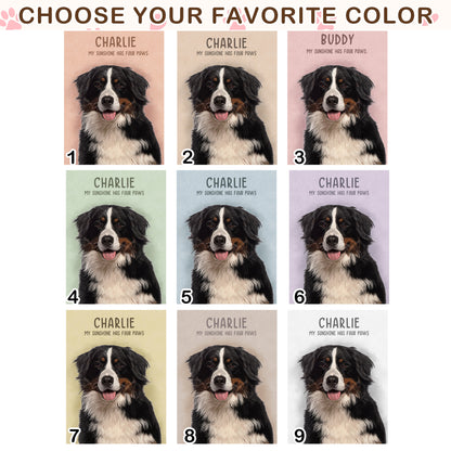 Custom Dog Portrait from Photo with Name & My Sunshine Has Four Paws Canvas - Personalized Wall Art