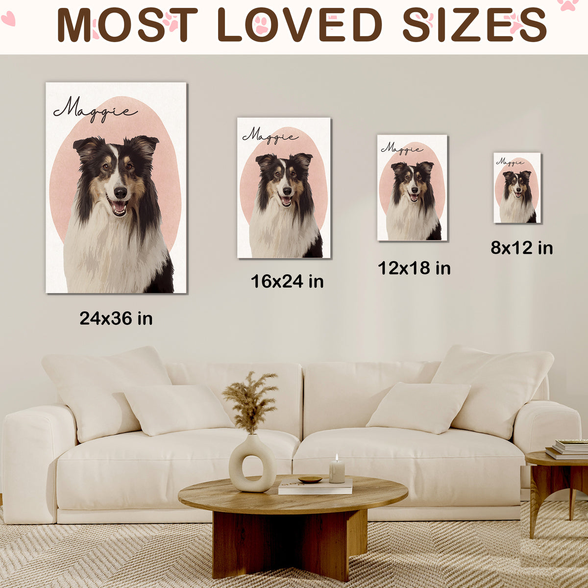 Personalized Minimalist Dog Portrait Canvas from Photo - Custom Modern Pet Portrait - Gift for Dog Lovers