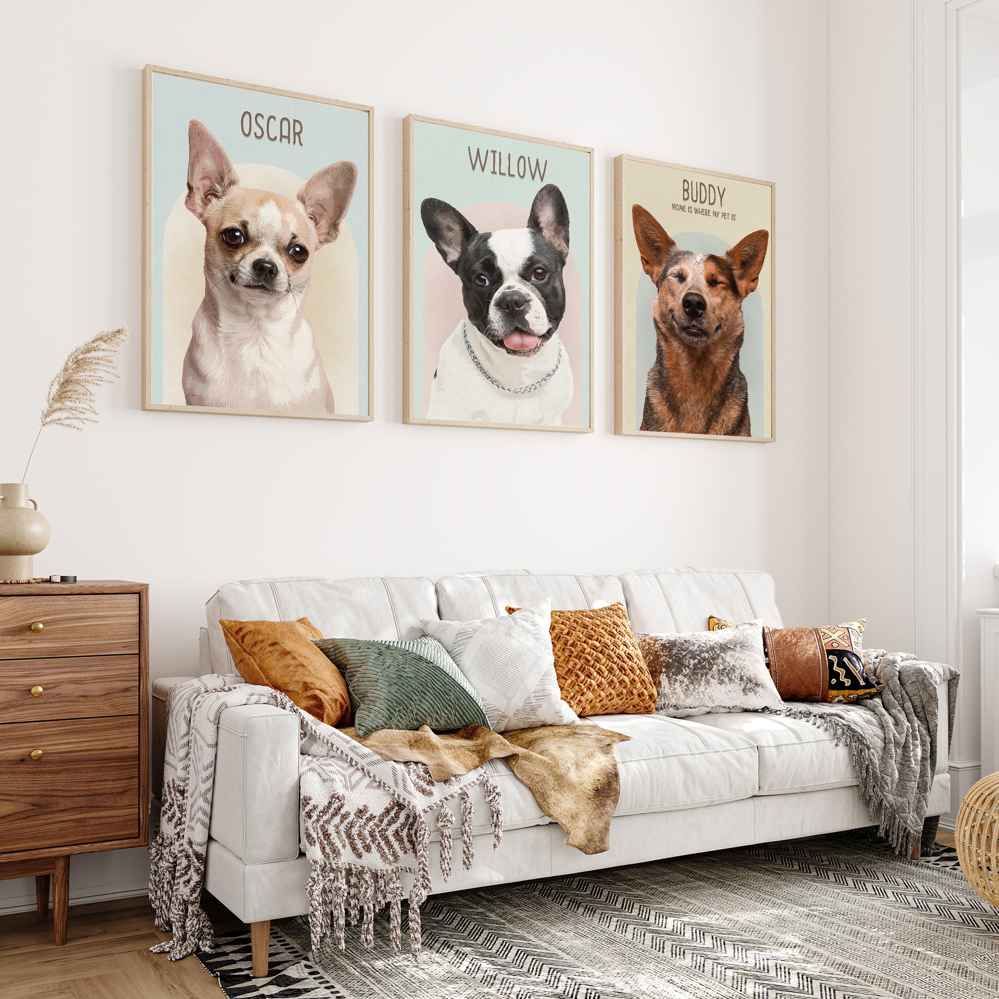 Personalized Watercolor Dog Portrait Canvas from Photo – Gift for Dog Lovers