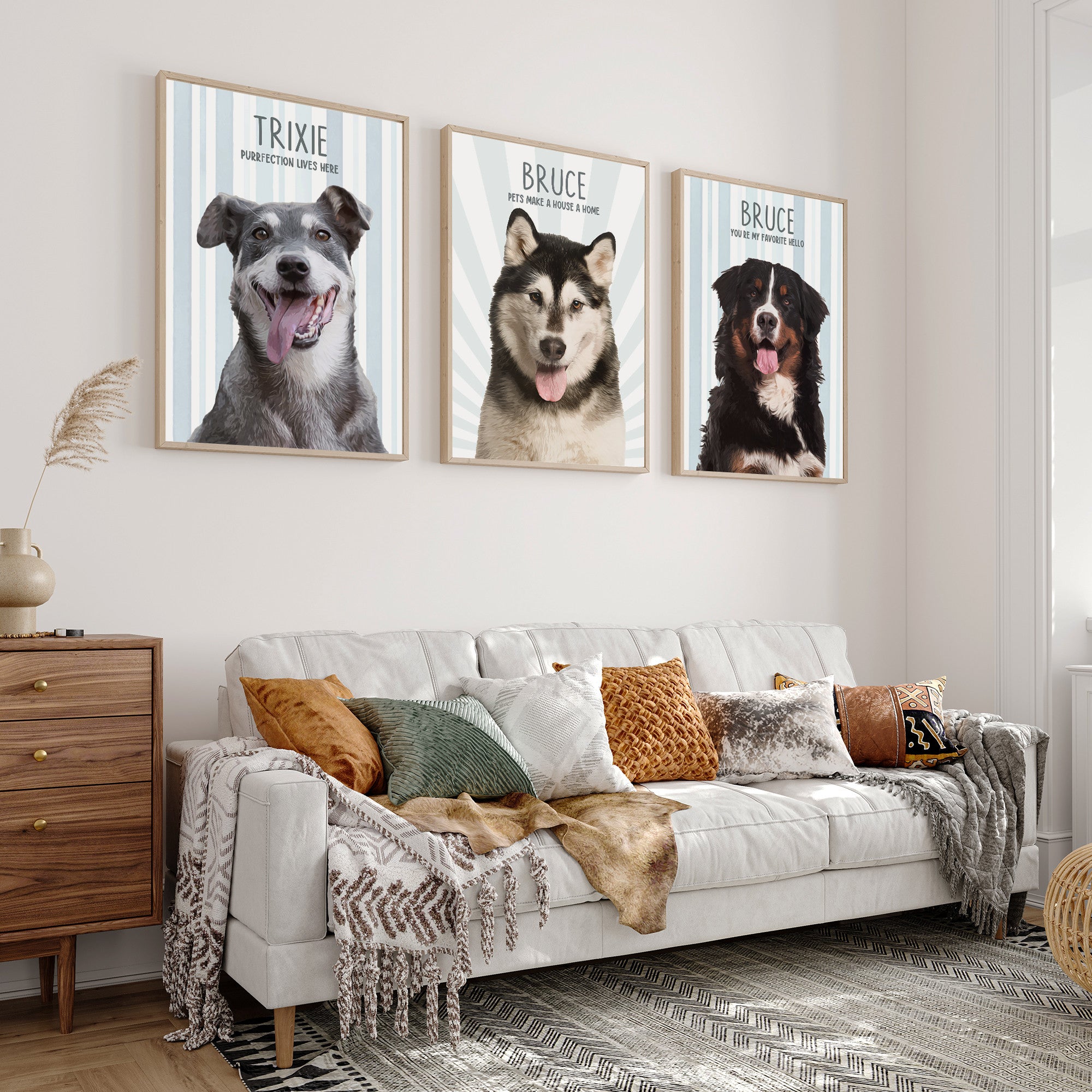 Personalized Watercolor Dog Portrait Canvas from Photo – Retro Pet Wall Art Gift for Dog Lovers