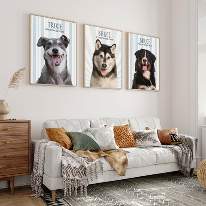 Custom Dog Portrait from Photo with Name & Happiness Is a Wagging Tail Canvas - Personalized Wall Art