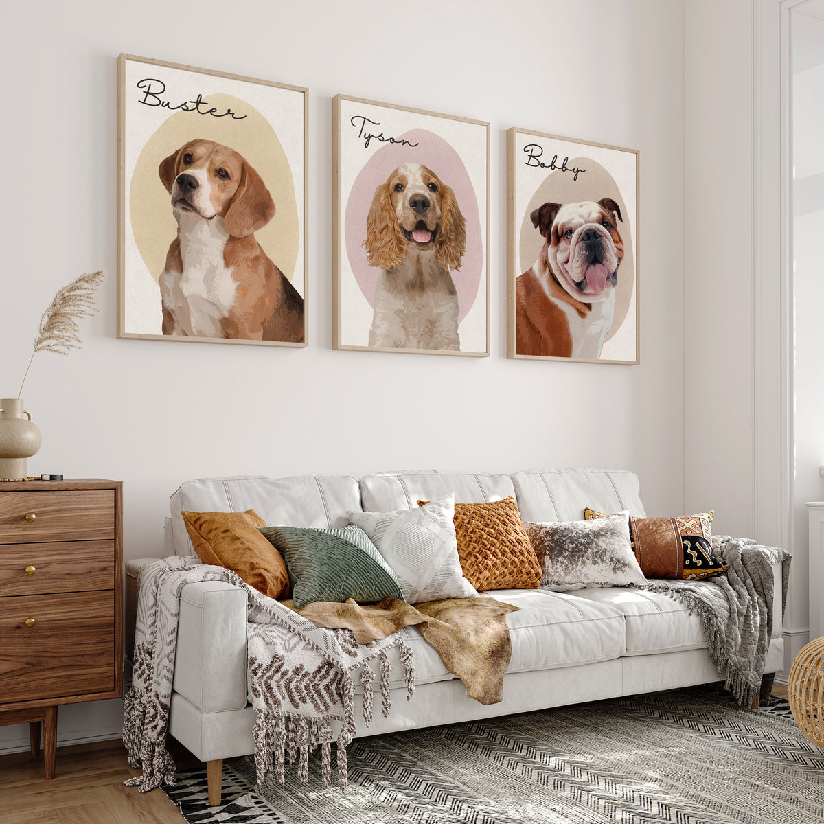 Personalized Minimalist Dog Portrait Canvas from Photo - Custom Modern Pet Portrait - Gift for Dog Lovers