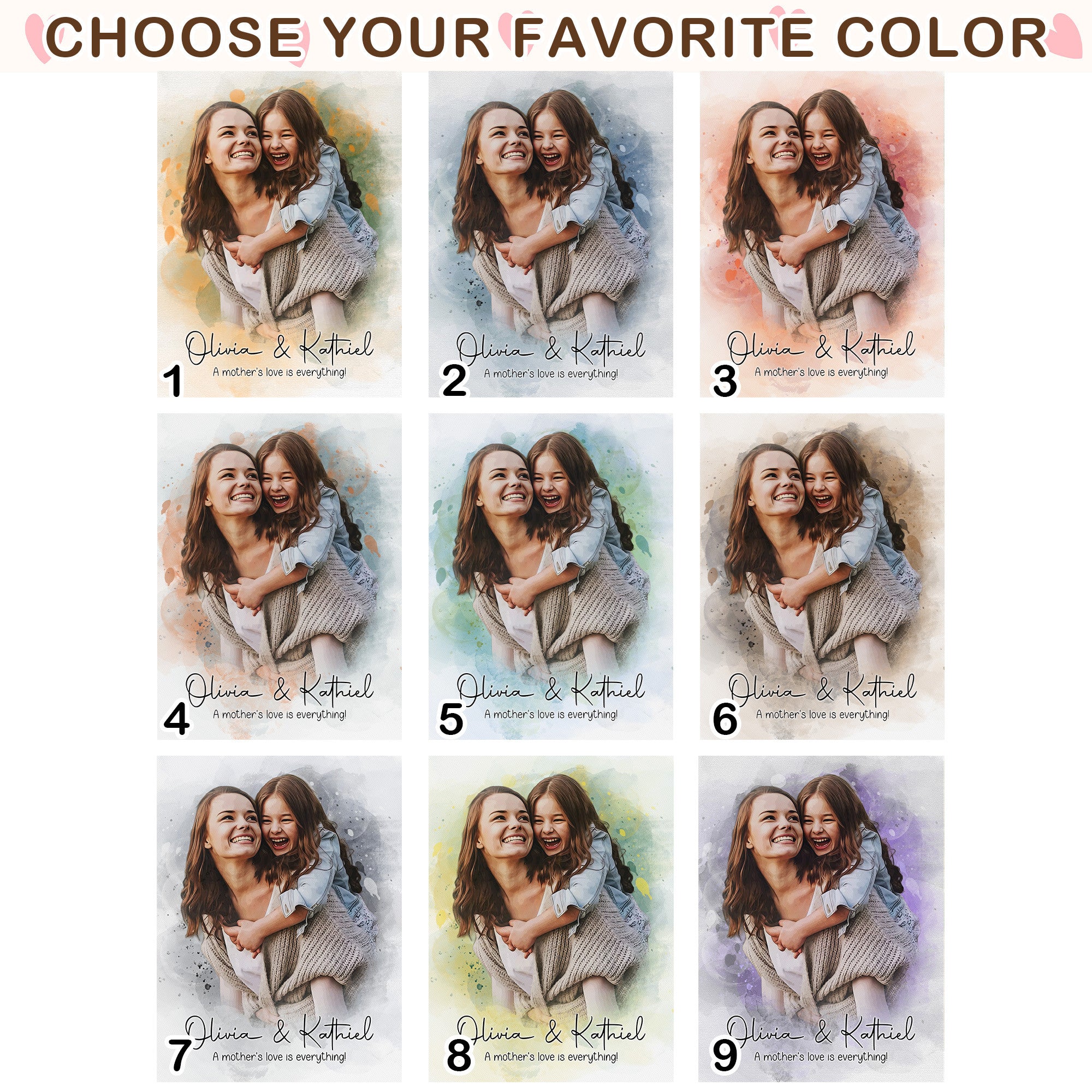 Personalized Watercolor Mom Portrait Canvas from Photo - Custom Mother’s Day Wall Art Gift