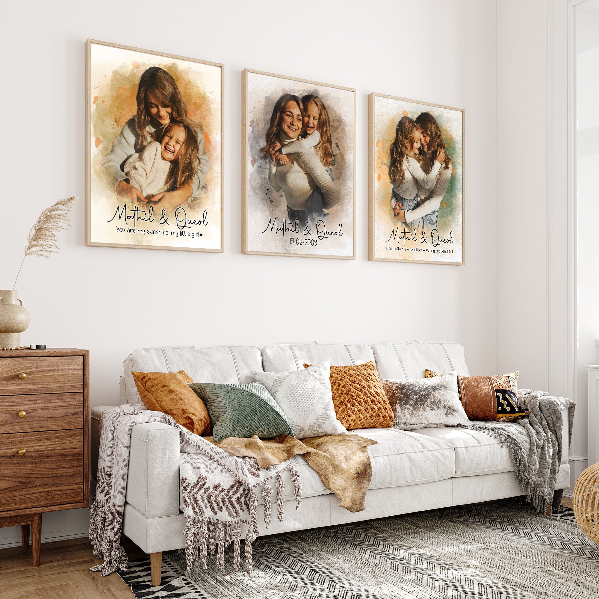 Personalized Watercolor Mom Portrait Canvas from Photo - Custom Mother’s Day Wall Art Gift