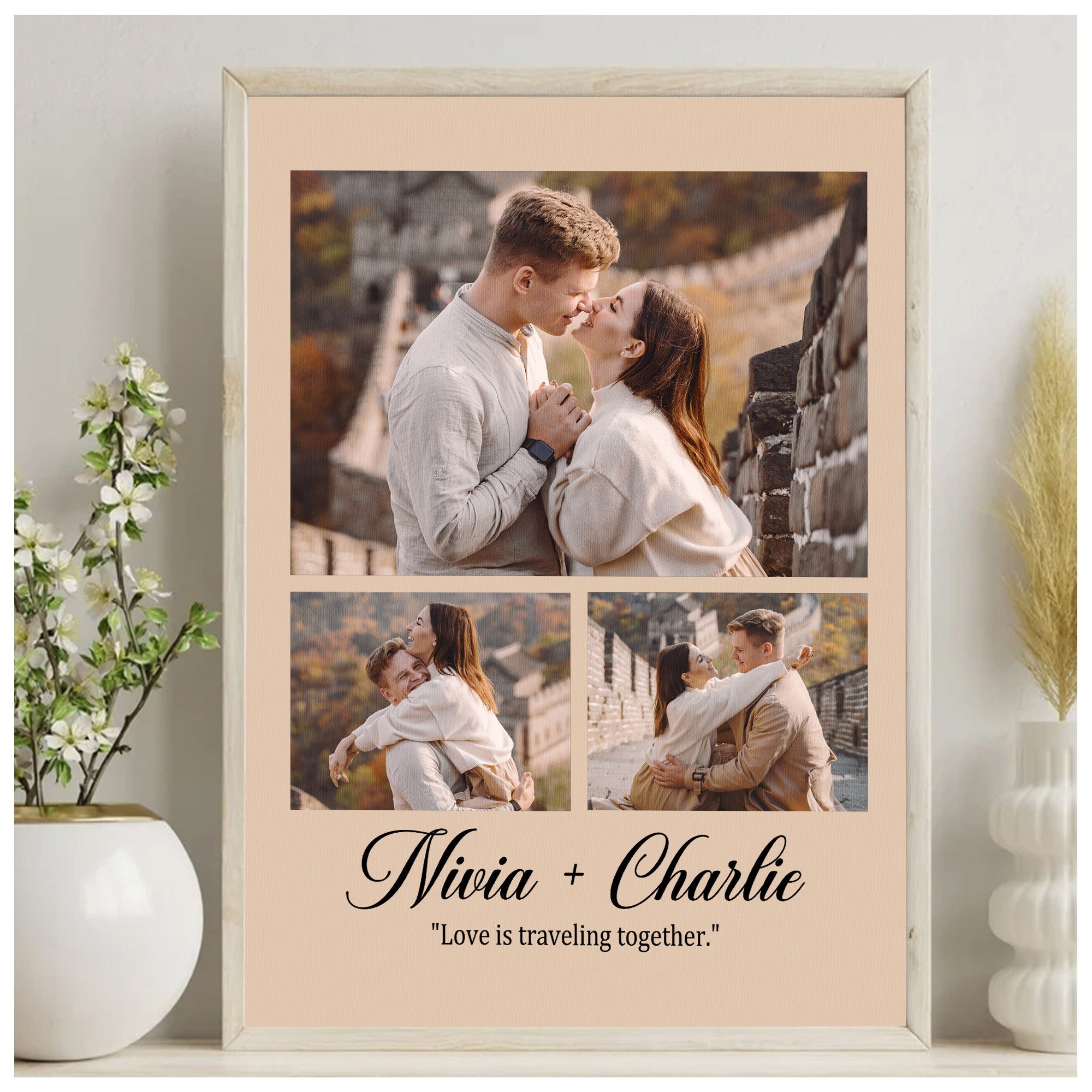 Personalized Photo Collage Canvas for Couples – Custom 3 Photo Wall Art from Your Pictures