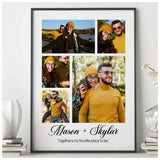 Custom Photo Couple Collage with 5 Photos & Quote - Personalized Wrapped Canvas