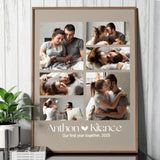 Custom Photo Couple Collage with 6 Photos & Quote - Personalized Wrapped Canvas