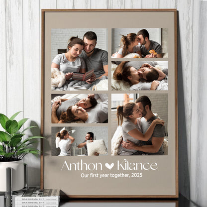 Custom Photo Couple Collage with 6 Photos & Quote - Personalized Wrapped Canvas