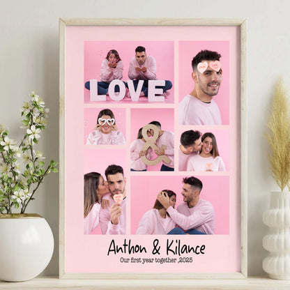 Custom Photo Couple Collage with 7 Photos & Quote - Personalized Wrapped Canvas