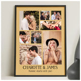 Custom Photo Couple Collage with 8 Photos & Quote - Personalized Wrapped Canvas