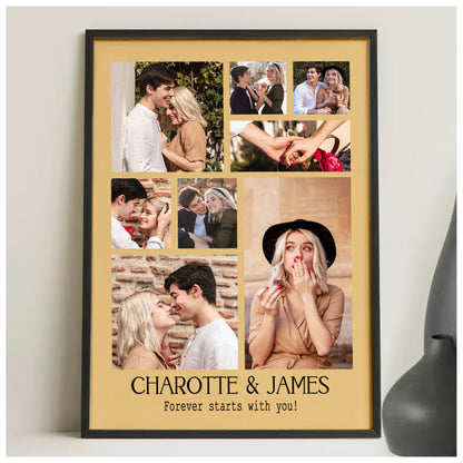 Custom Photo Couple Collage with 8 Photos & Quote - Personalized Wrapped Canvas