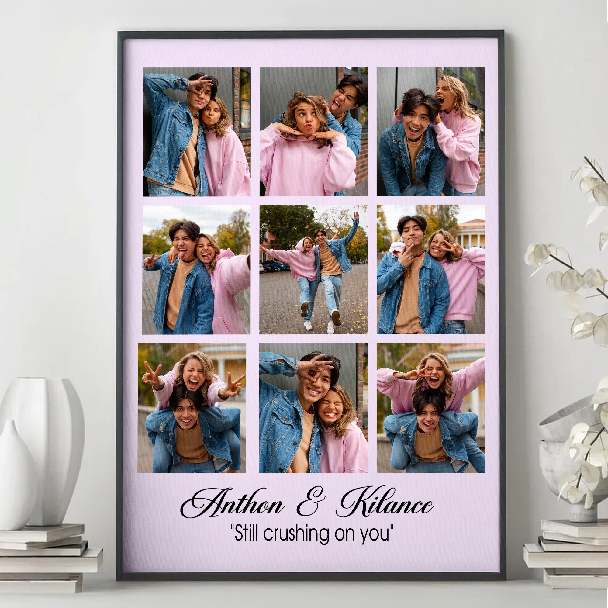 Personalized 9 Photo Collage Canvas for Couples – Custom Photo Wall Art from Your Pictures