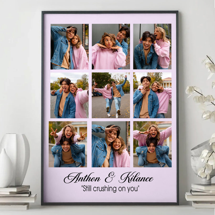 Custom Photo Couple Collage with 9 Photos & Quote - Personalized Wrapped Canvas