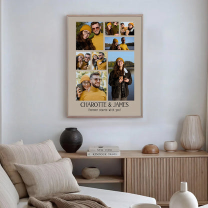 Custom Photo Couple Collage with 4 Photos & Quote - Personalized Wrapped Canvas