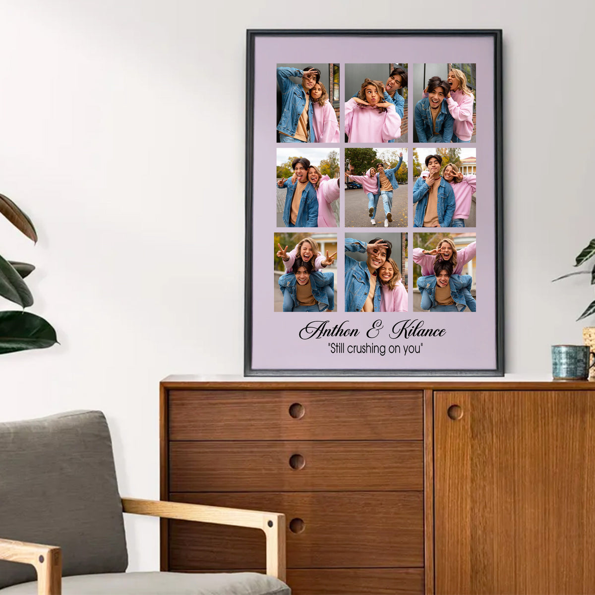 Custom Photo Couple Collage with 6 Photos & Quote - Personalized Wrapped Canvas