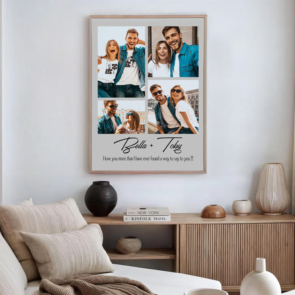 Custom Photo Couple Collage with 7 Photos & Quote - Personalized Wrapped Canvas