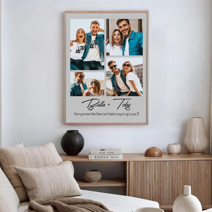 Custom Photo Couple Collage with 7 Photos & Quote - Personalized Wrapped Canvas