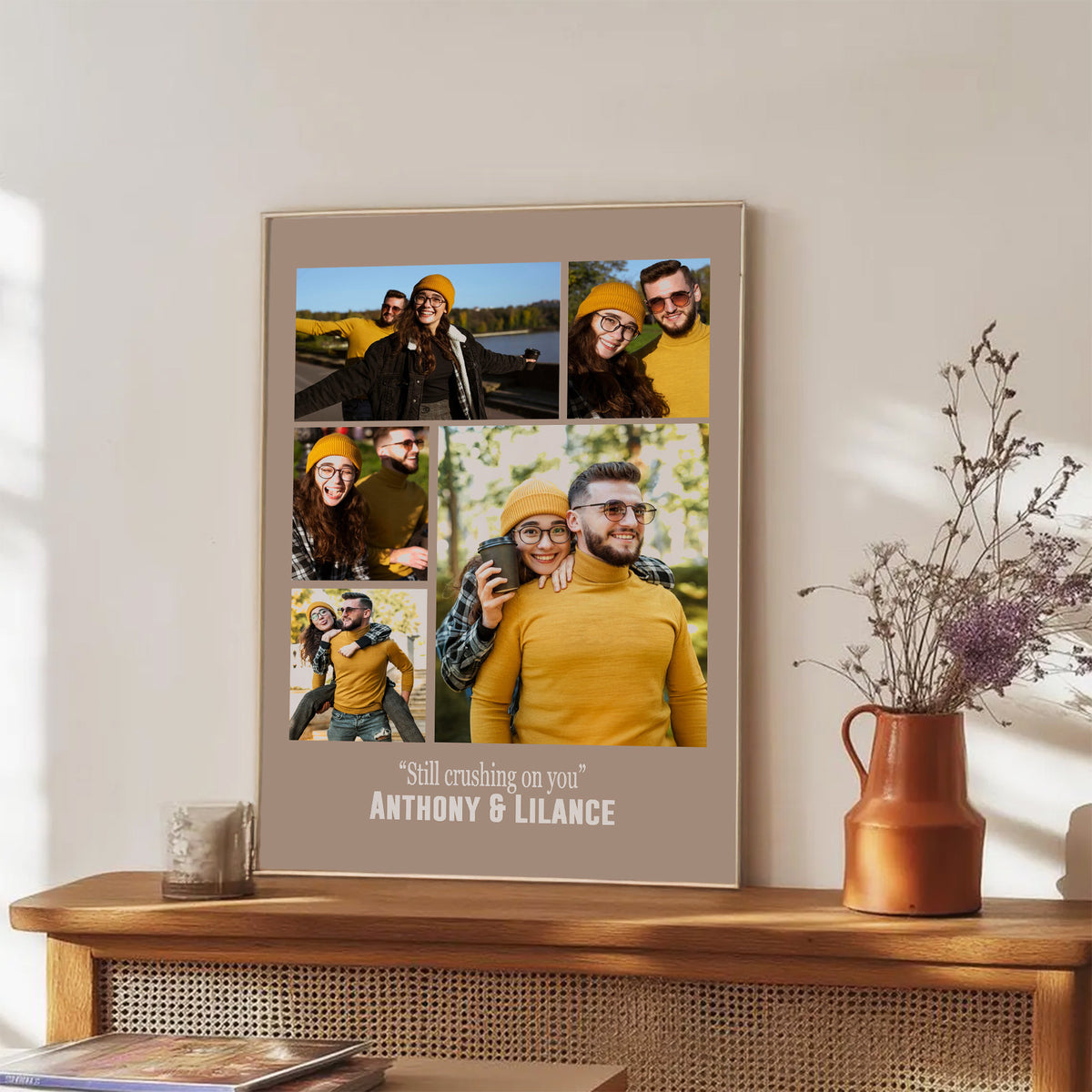 Custom Photo Couple Collage with 8 Photos & Quote - Personalized Wrapped Canvas