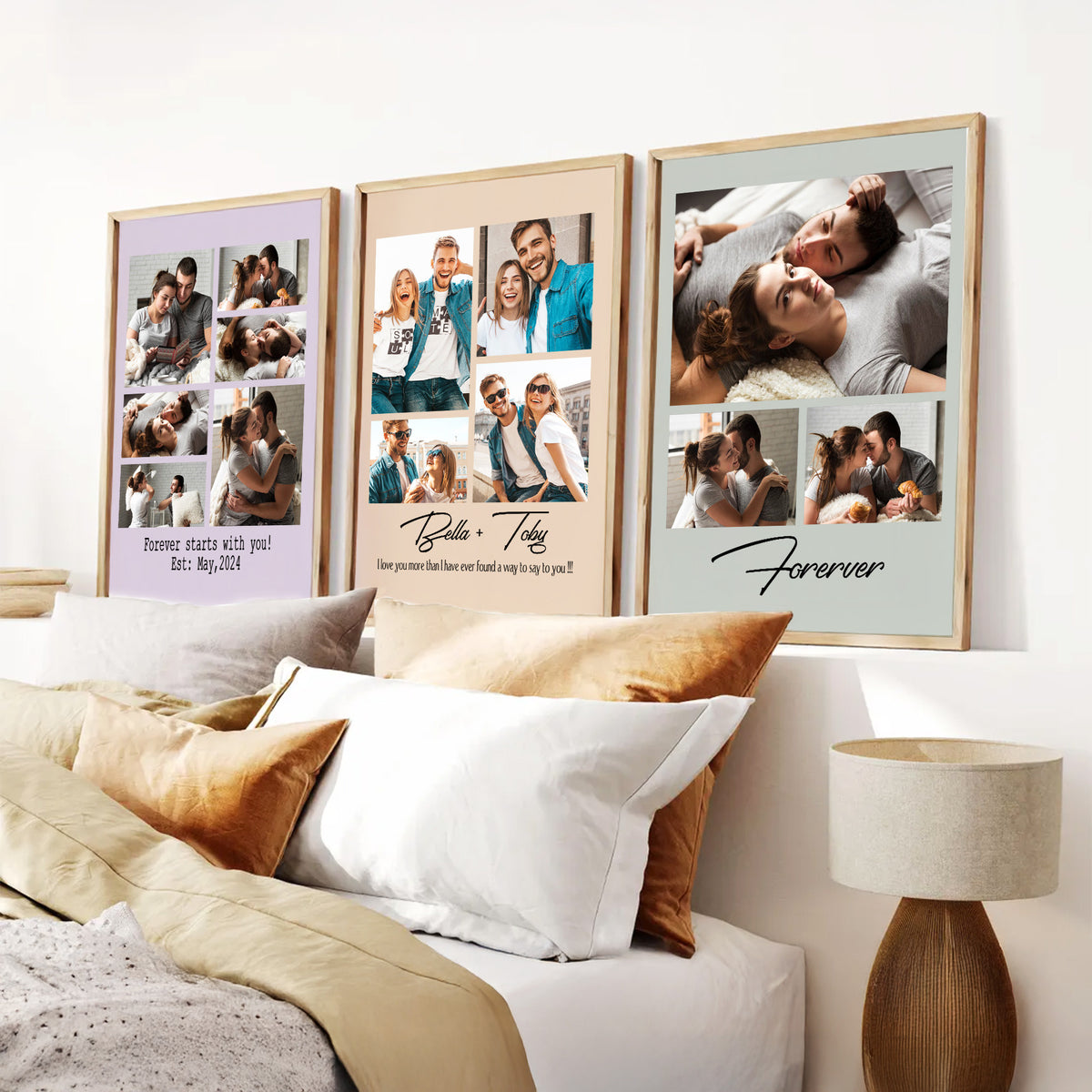 Custom Photo Couple Collage with 8 Photos & Quote - Personalized Wrapped Canvas