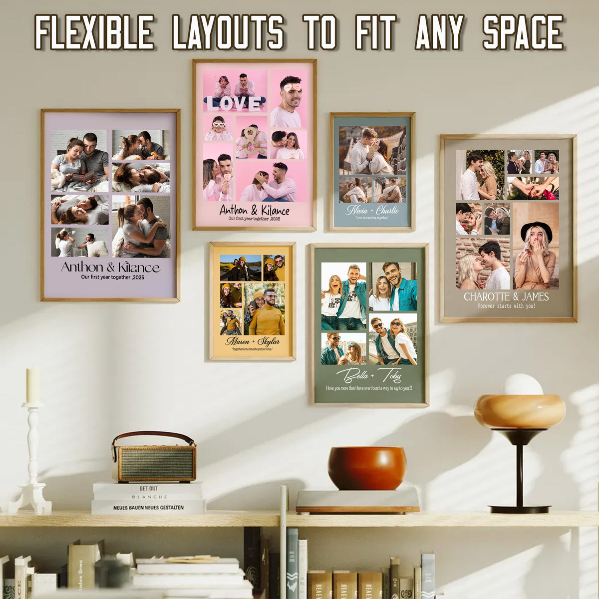 Custom Photo Couple Collage with 4 Photos & Quote - Personalized Wrapped Canvas