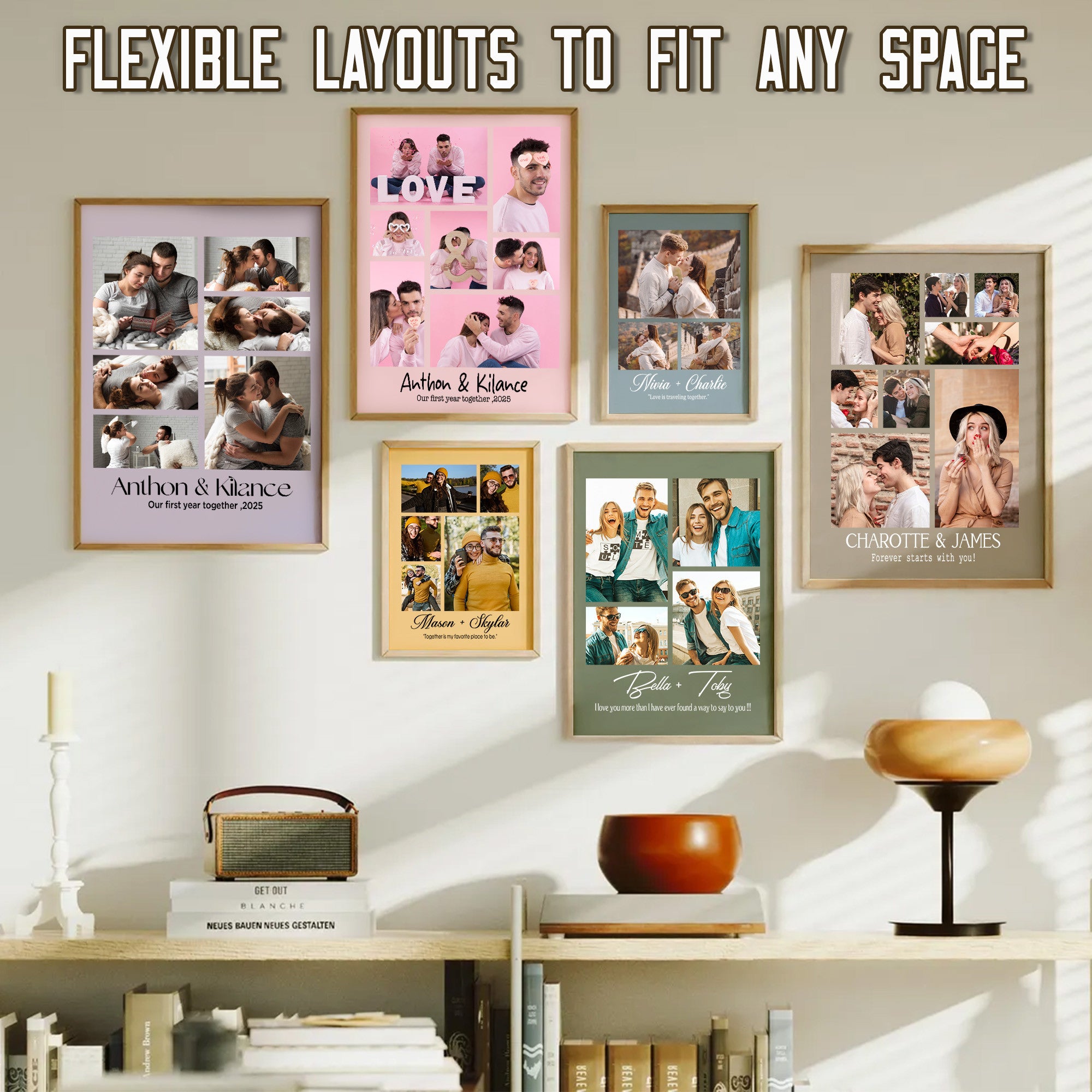 Personalized 7 Photo Collage Canvas for Couples – Custom Photo Wall Art from Your Pictures