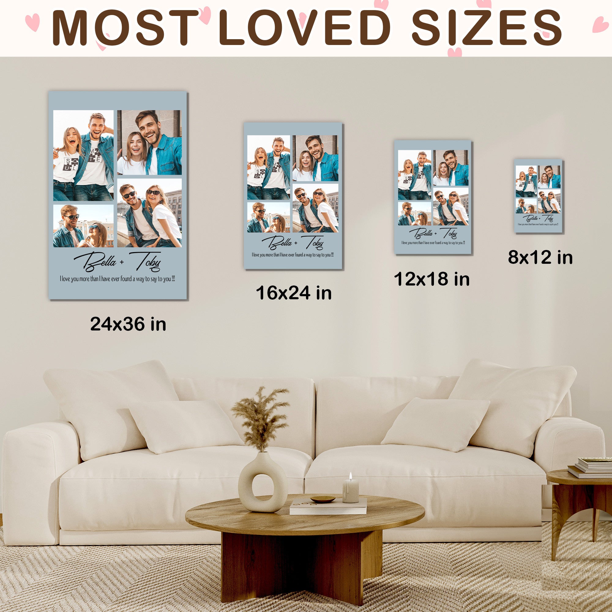 Personalized 4 Photo Collage Canvas for Couples – Custom Photo Wall Art from Your Pictures