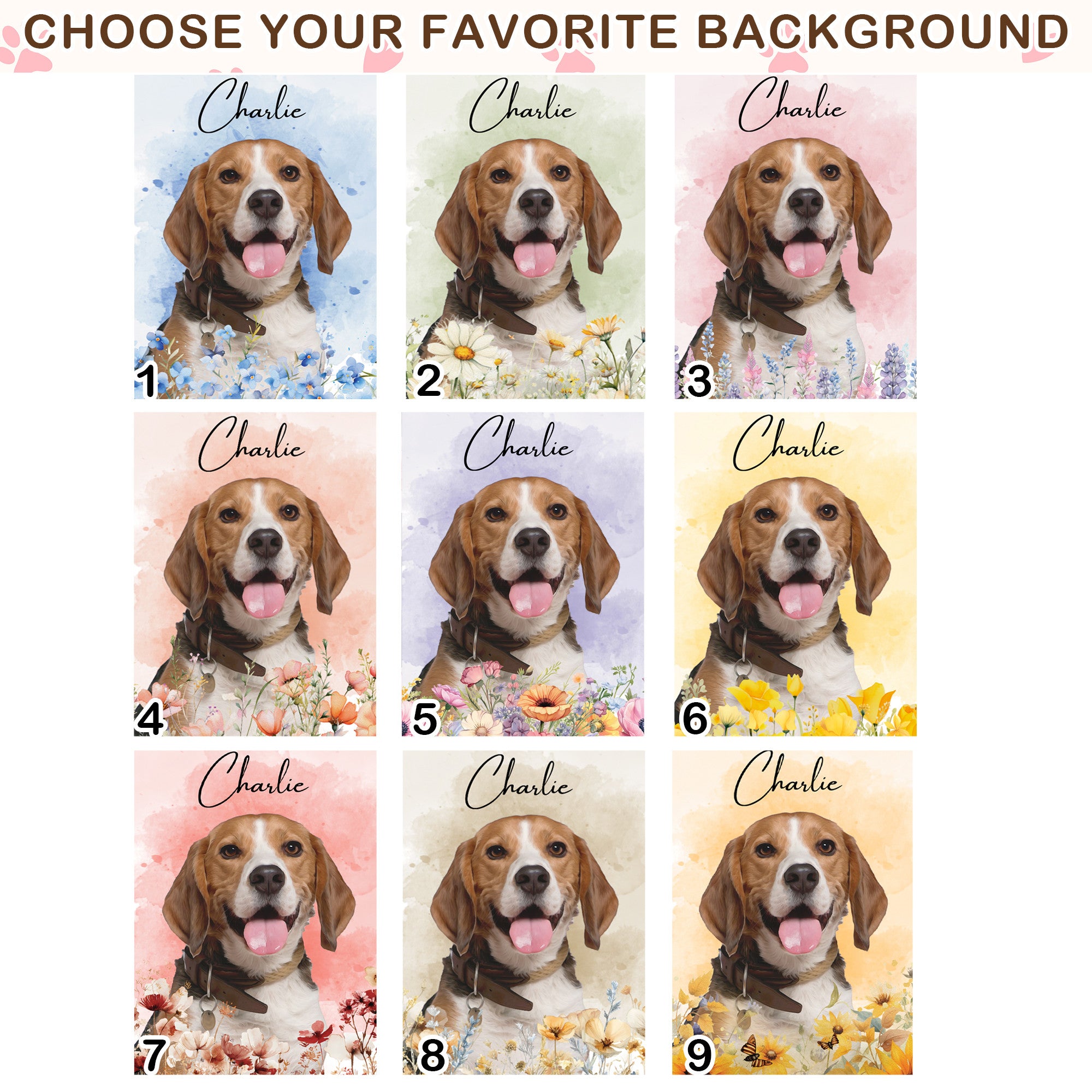 Custom Floral Dog Portrait from Photo - Colorful Pet Canvas Painting - Unique Gift for Dog Lovers