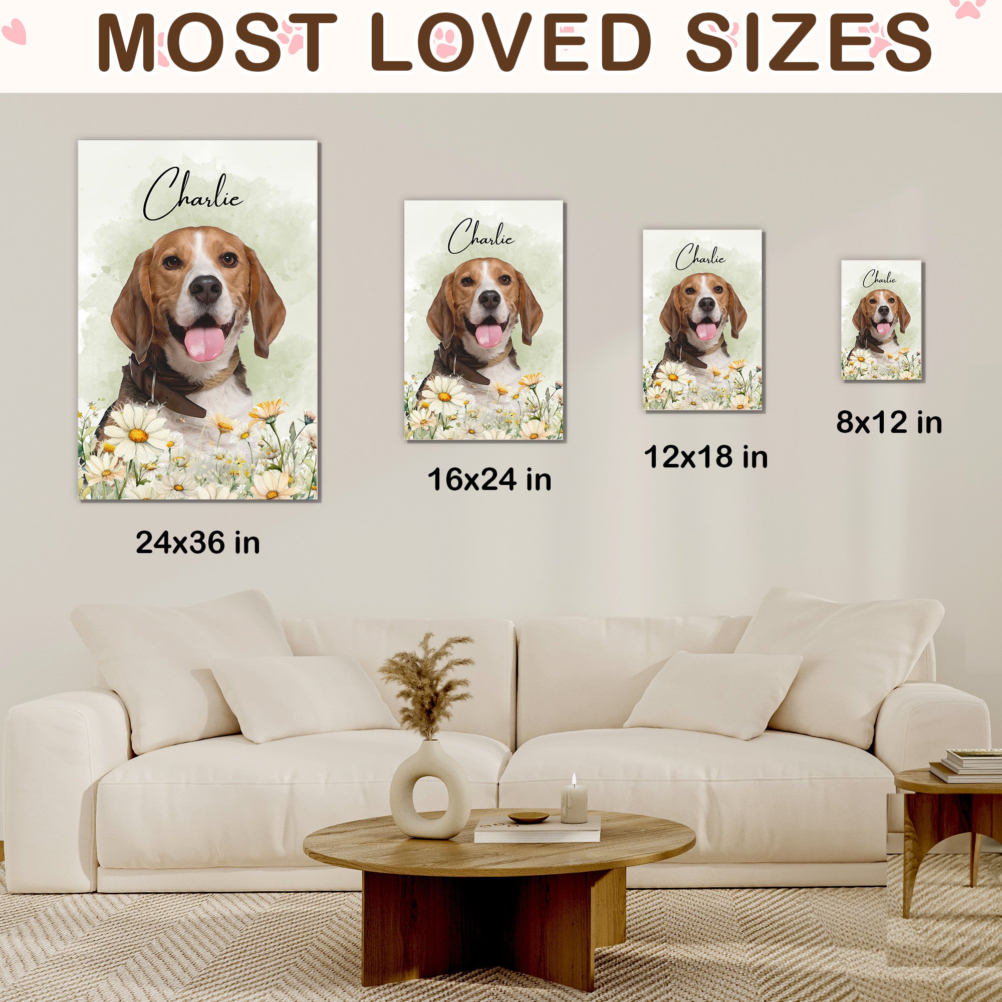 Custom Floral Dog Portrait from Photo - Colorful Pet Canvas Painting - Unique Gift for Dog Lovers