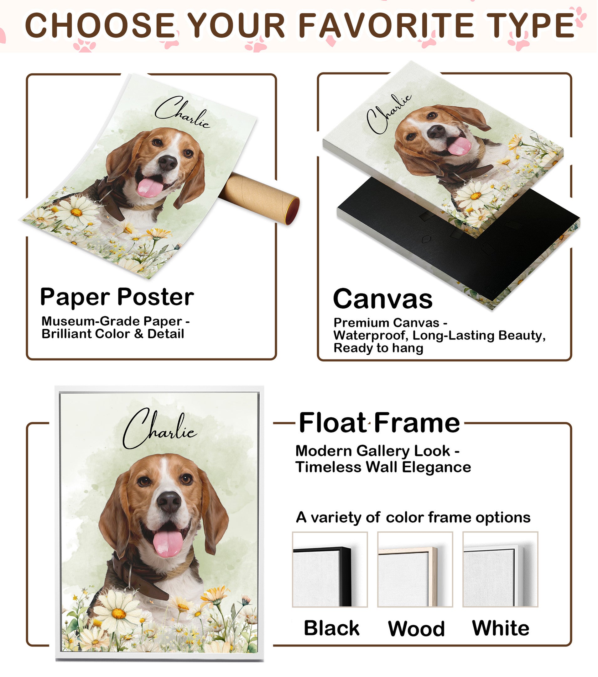 Custom Floral Dog Portrait from Photo - Colorful Pet Canvas Painting - Unique Gift for Dog Lovers
