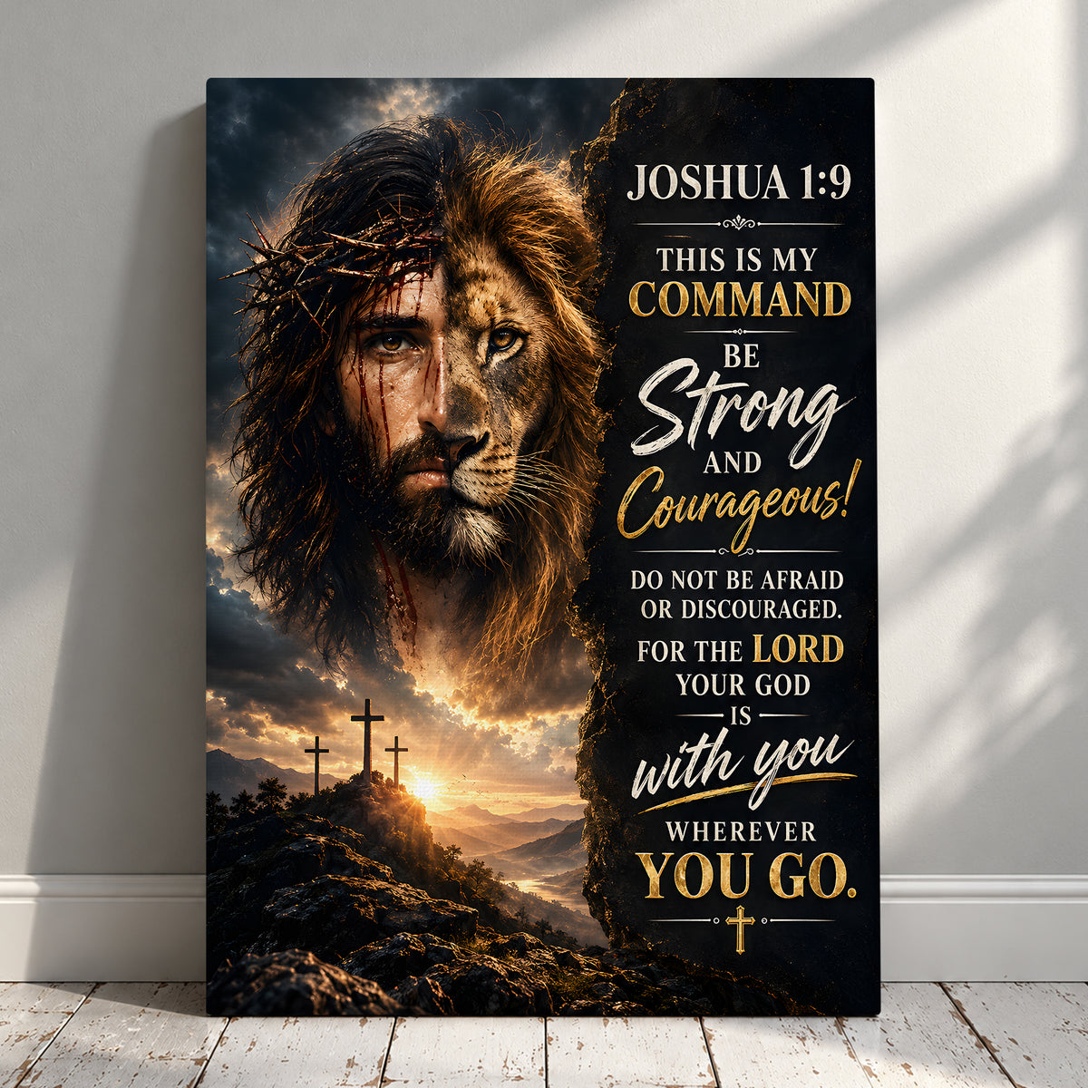 Joshua 1:9 Canvas Wall Art -  Be strong and Courageous Canvas