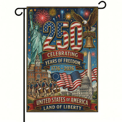 America 250th Statue of Liberty Eagle Patriotic Garden Flag - Outdoor Yard Decor