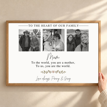 Custom Photo Mom Collage 3 Photos To The Heart Of Our Family Canvas - Personalized Wall Art