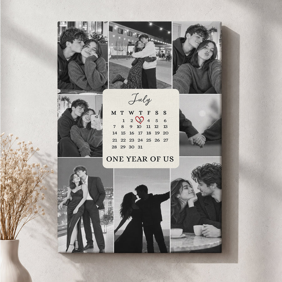 One Year of Us - Custom Canvas Wall Art - Personalized Wall Art for Couples