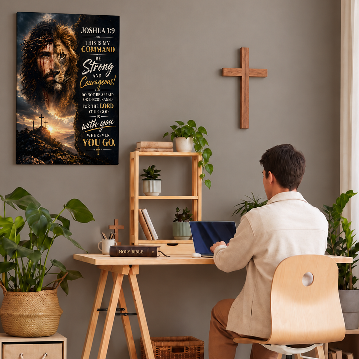 Joshua 1:9 Canvas Wall Art -  Be strong and Courageous Canvas