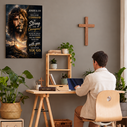 Joshua 1:9 Canvas Wall Art -  Be strong and Courageous Canvas