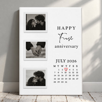 Happy First Anniversary - Custom Wall Art - Personalized Canvas for Couples