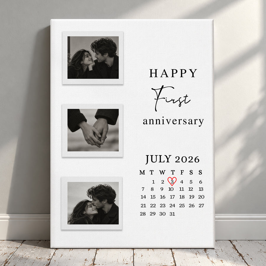 Happy First Anniversary - Custom Wall Art - Personalized Canvas for Couples