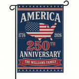 Custom Family Name America 250th US Map Patriotic Garden Flag - Personalized Decor