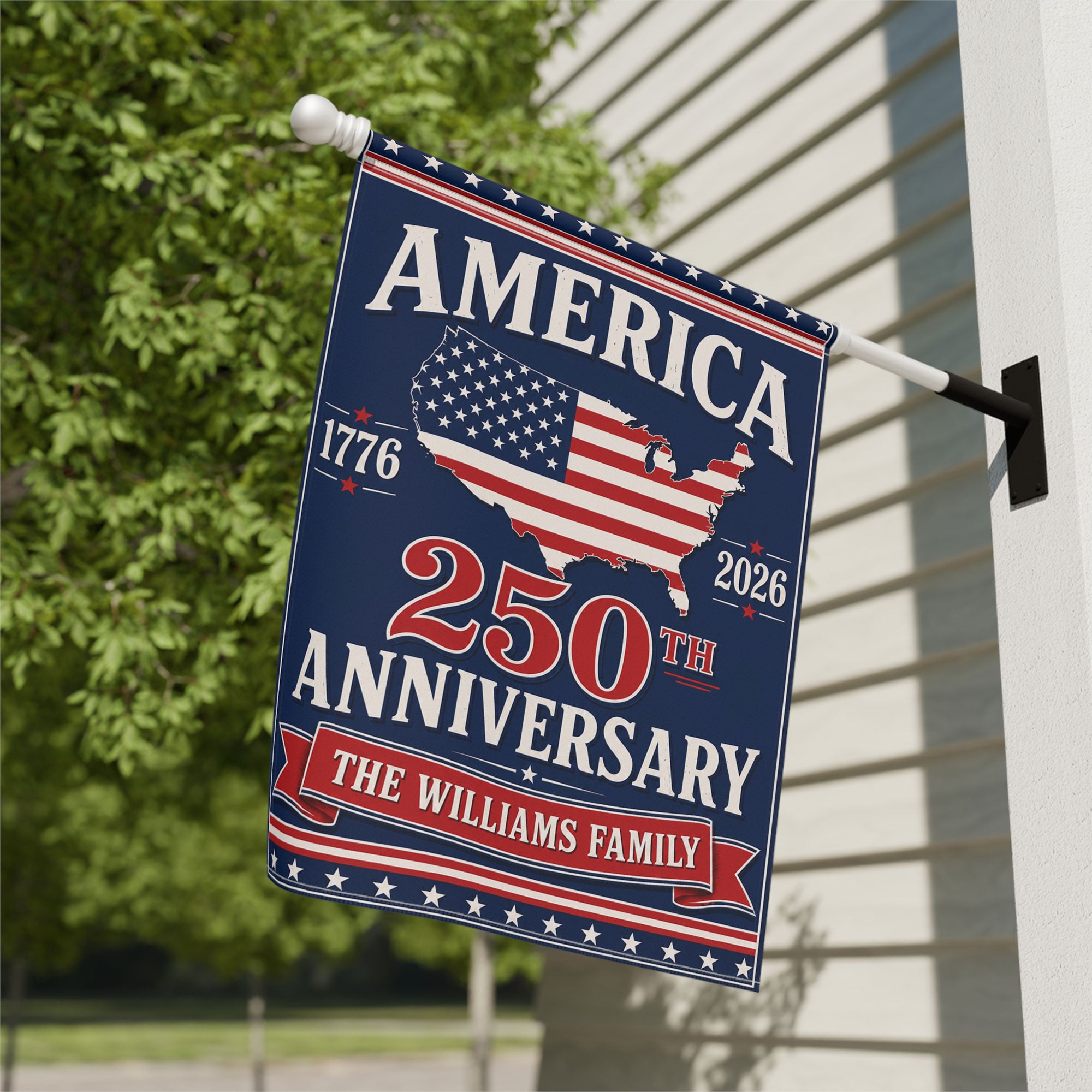 250th Anniversary America 250 Year Patriotic Flag - Custom Patriotic Flag - Semiquincentennial America Map Flag