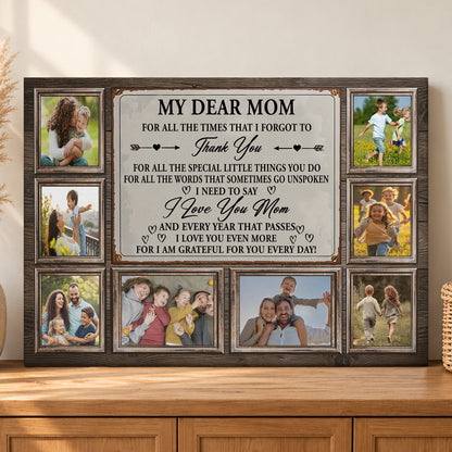 Custom Photo Mom Collage 8 Photos Dear Mom Poem Canvas - Personalized Wall Art
