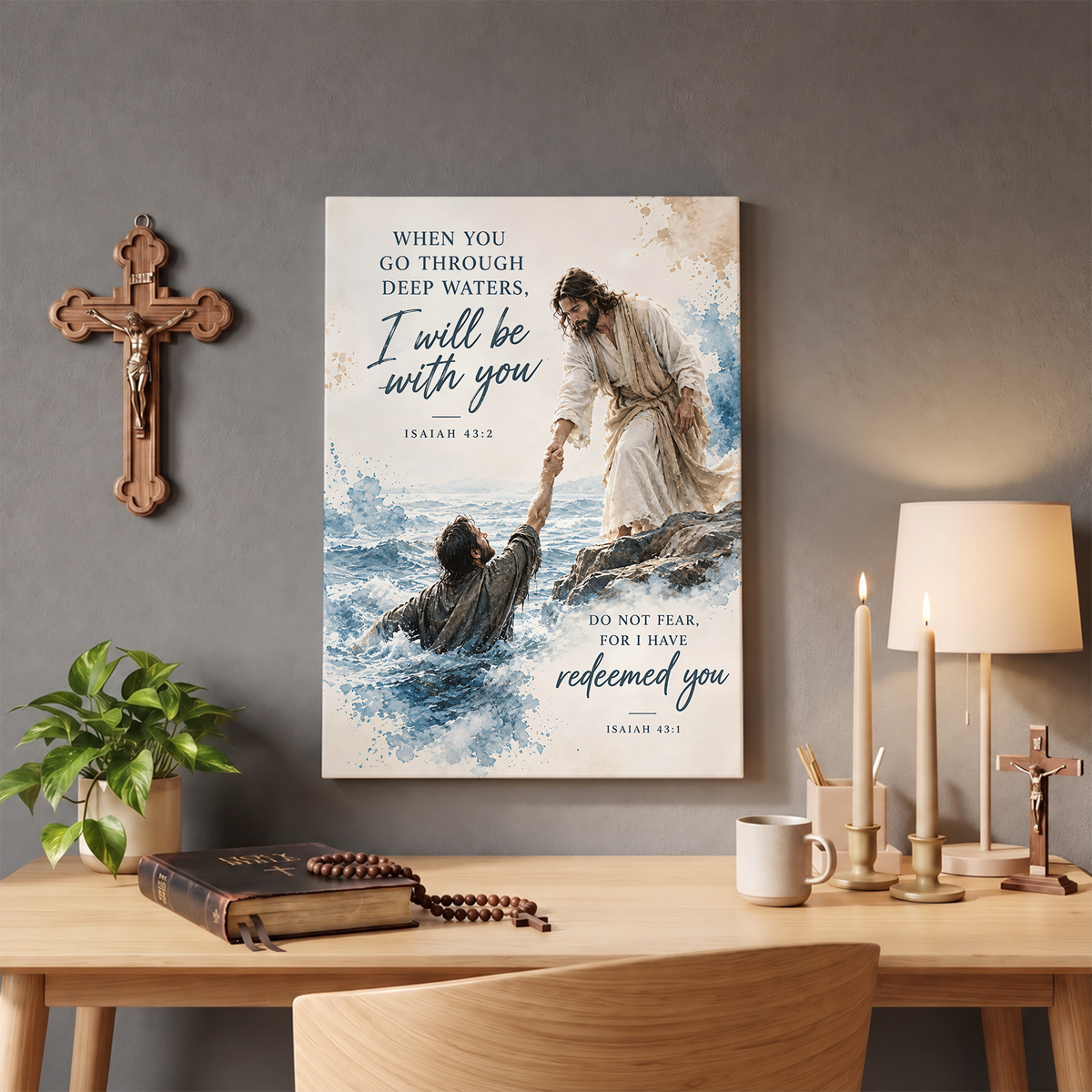 Isaiah 43 Wall Art - When You Go Through Deep Waters Canvas