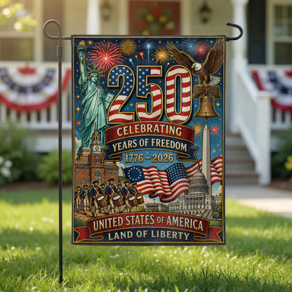 America 250th Statue of Liberty Eagle Patriotic Garden Flag - Outdoor Yard Decor