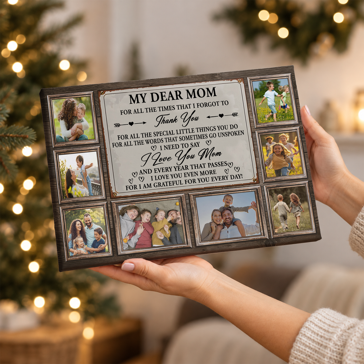 Custom Photo Mom Collage 8 Photos Dear Mom Poem Canvas - Personalized Wall Art