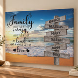 Custom Family Street Sign A Little Bit of Crazy Beach Sunset Canvas - Personalized Wall Art