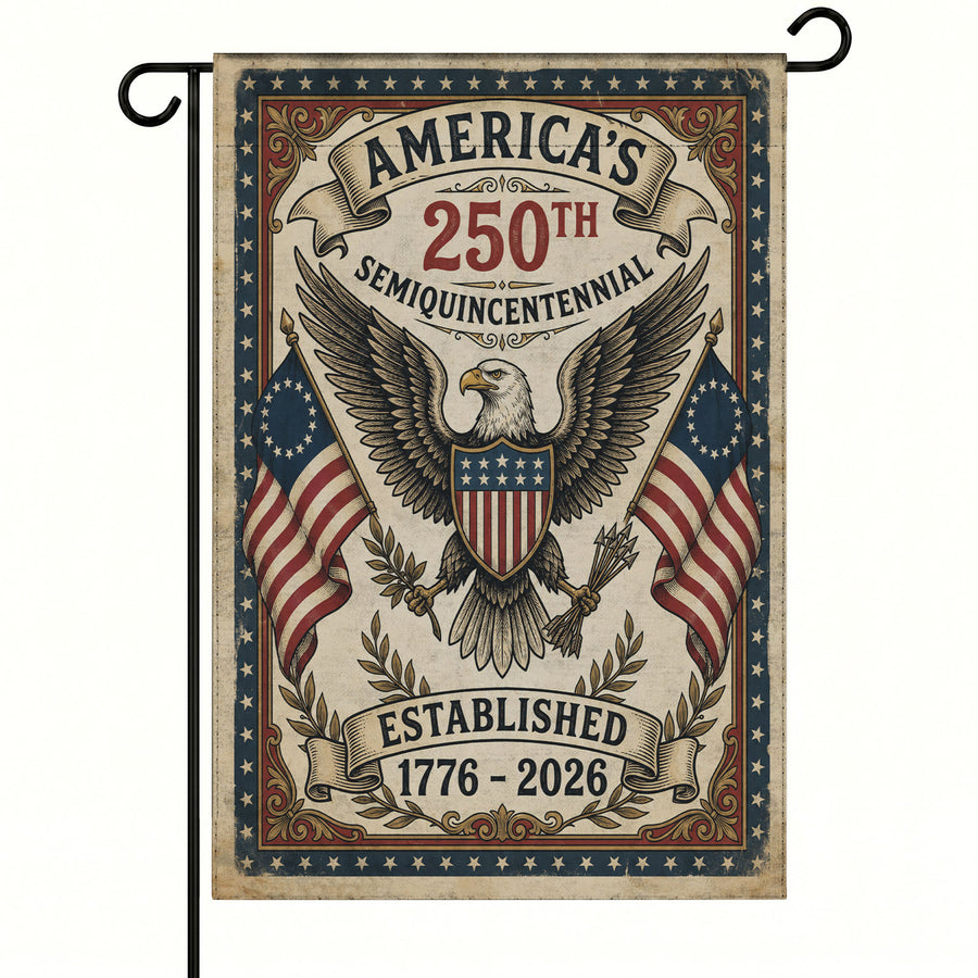America 250th Vintage Eagle Patriotic Garden Flag - Outdoor Yard Decor