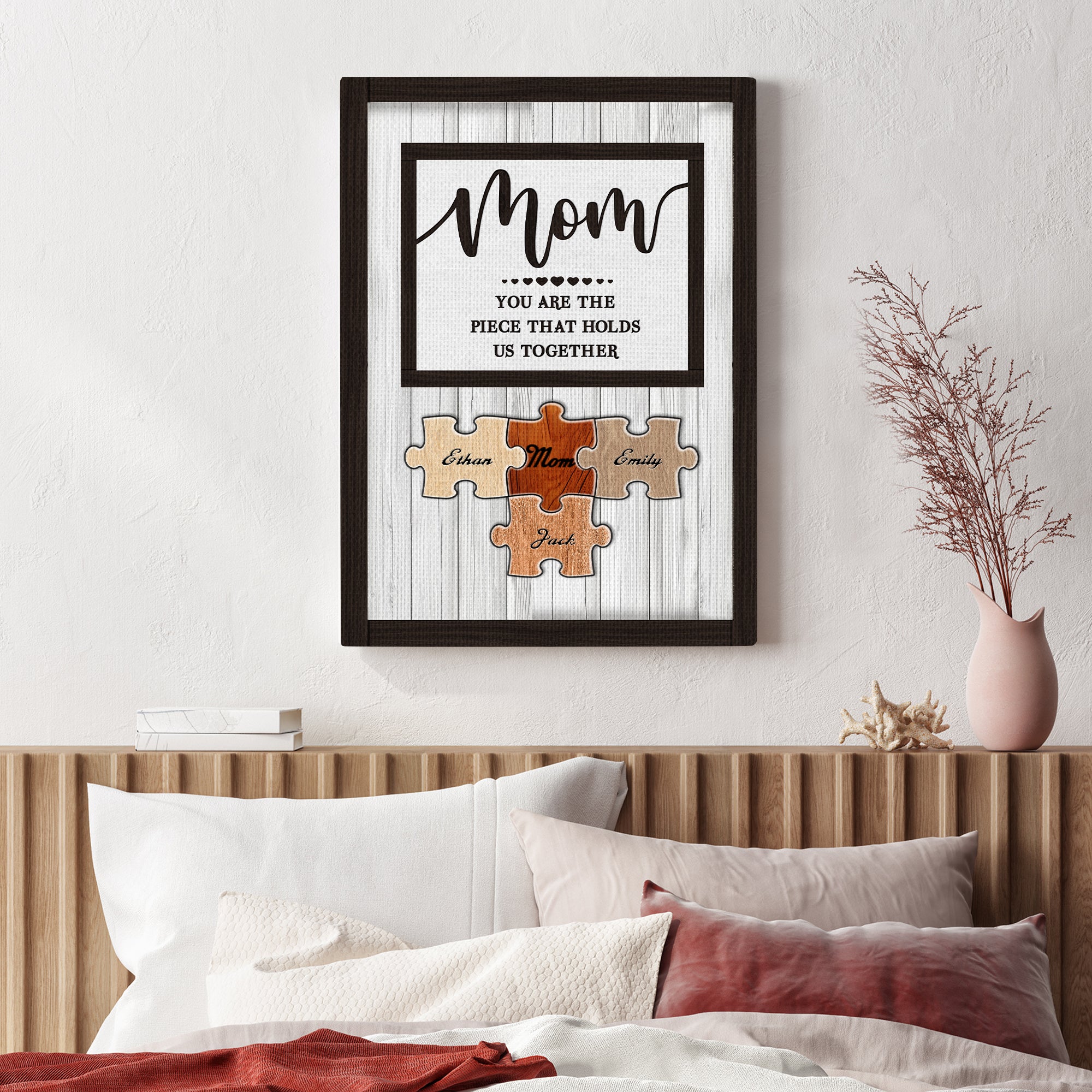 You Are The Piece That Holds Us Together Custom Mom Puzzle Piece Wall Art, Mother's Day Gift from Daughter Son