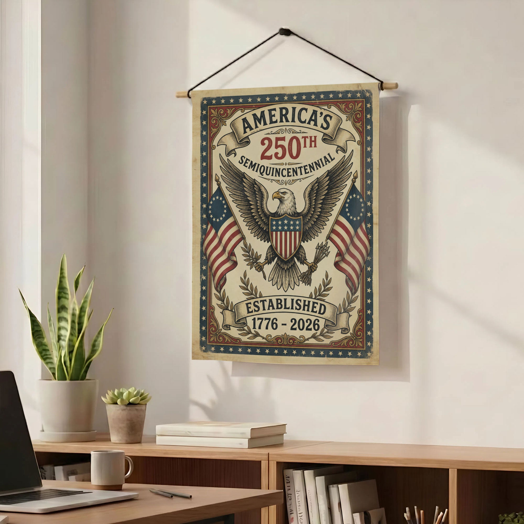 America 250th Semiquincentennial Vintage Flag - Patriotic Eagle Garden Flag - Independence Day Decor