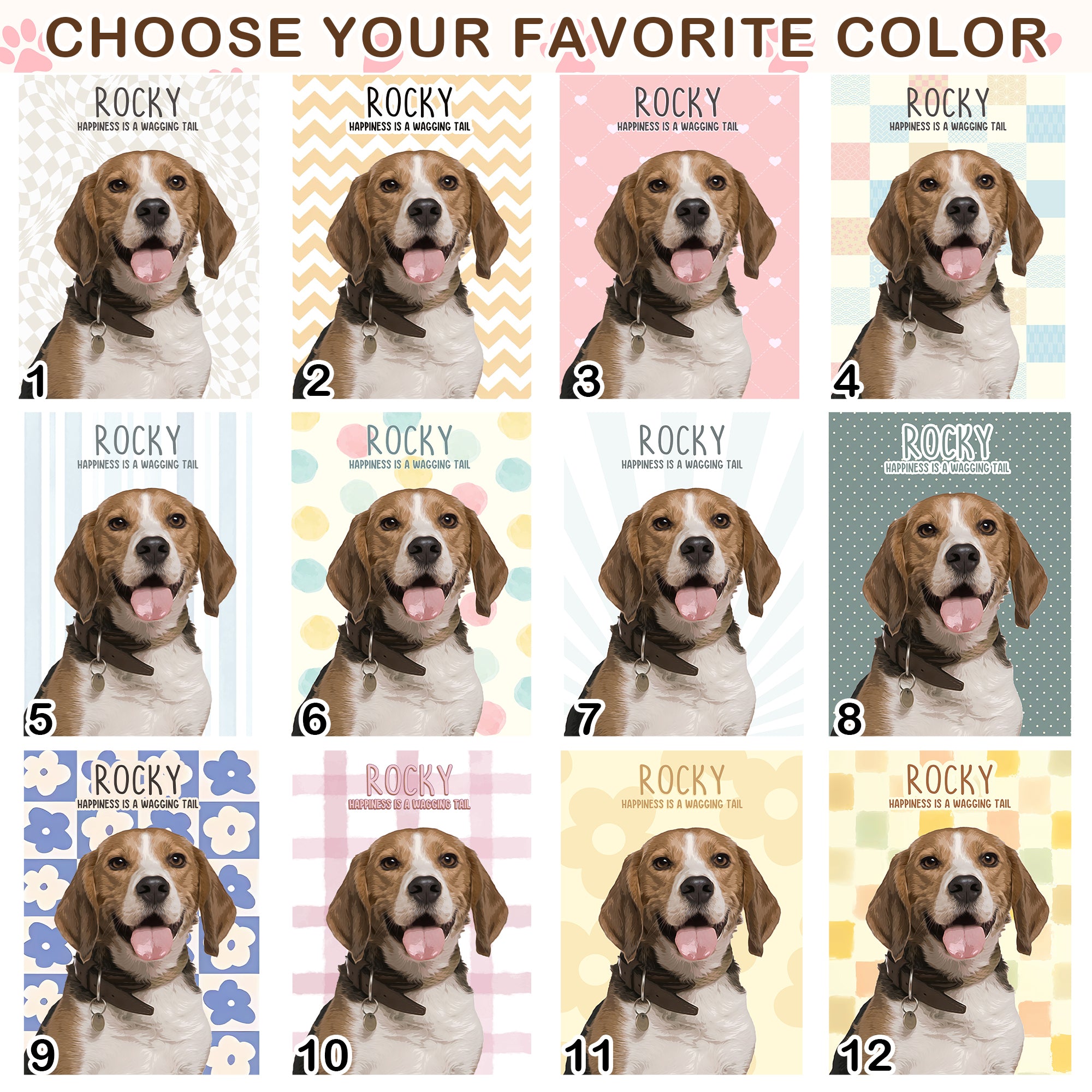 Personalized Watercolor Dog Portrait Canvas from Photo – Retro Pet Wall Art Gift for Dog Lovers