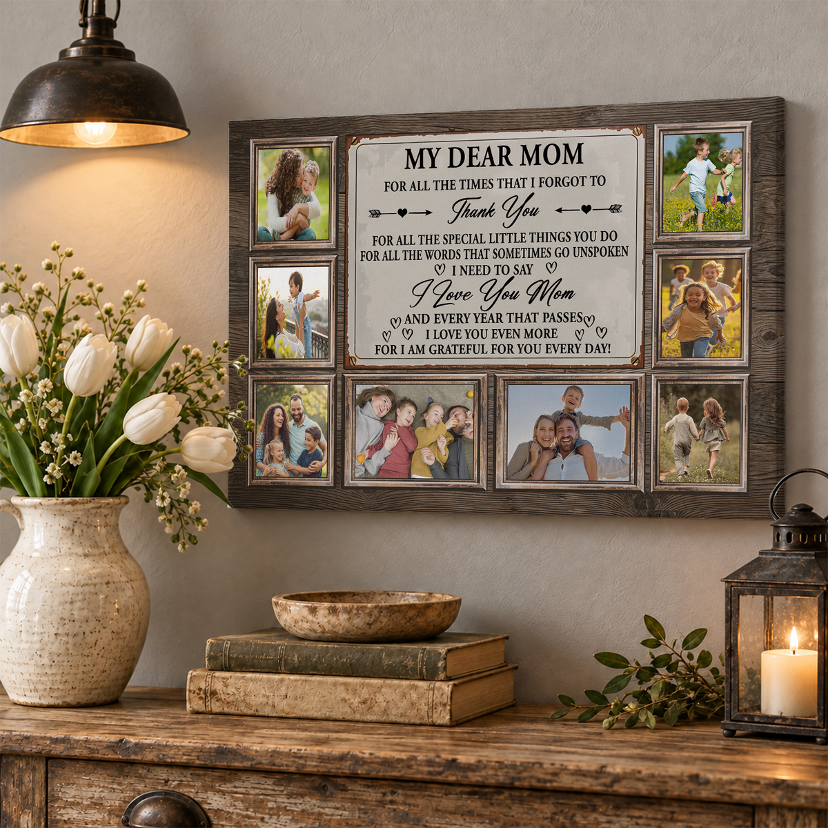 Custom Photo Mom Collage 8 Photos Dear Mom Poem Canvas - Personalized Wall Art